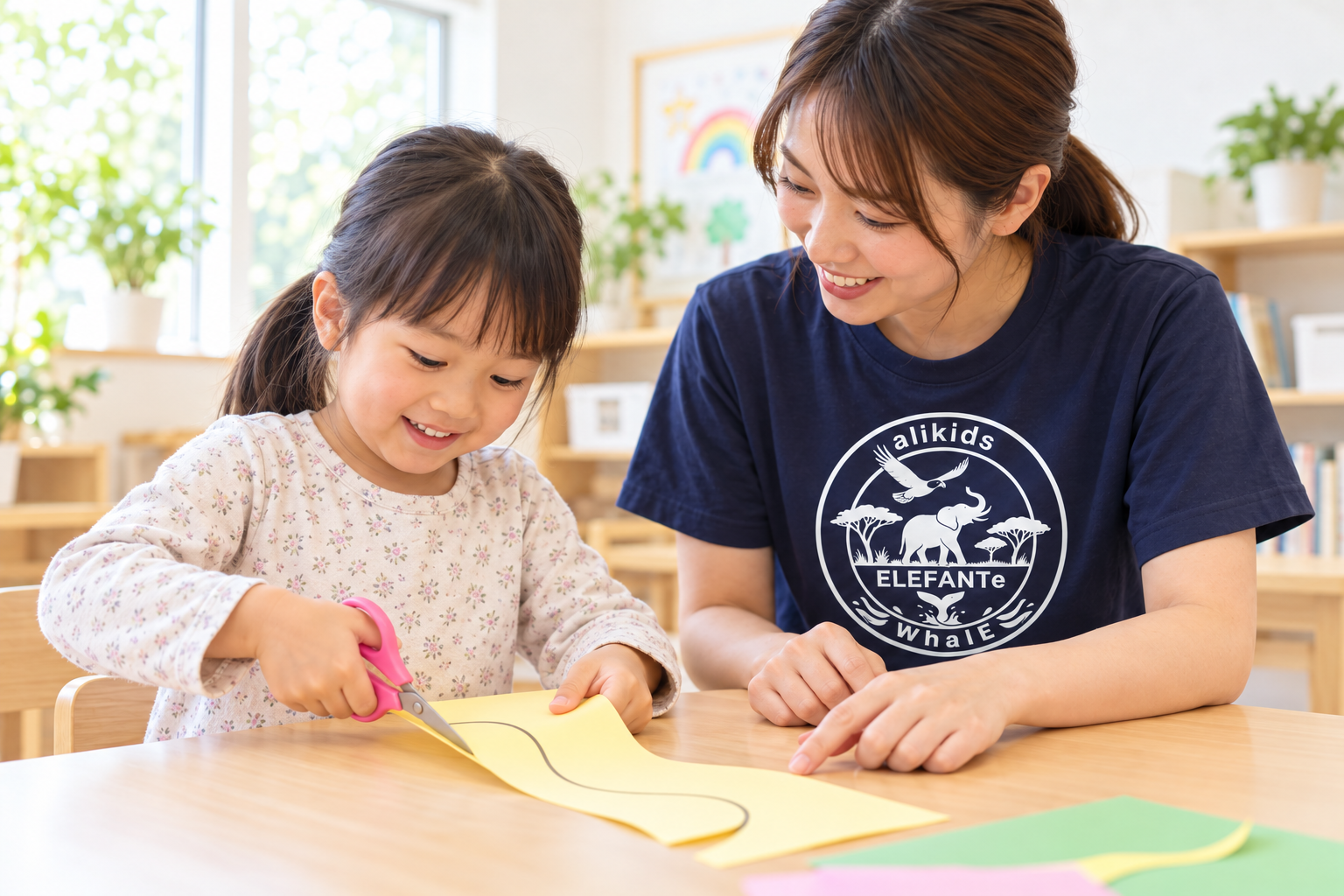 はさみを使う机上課題と就学準備のイメージ