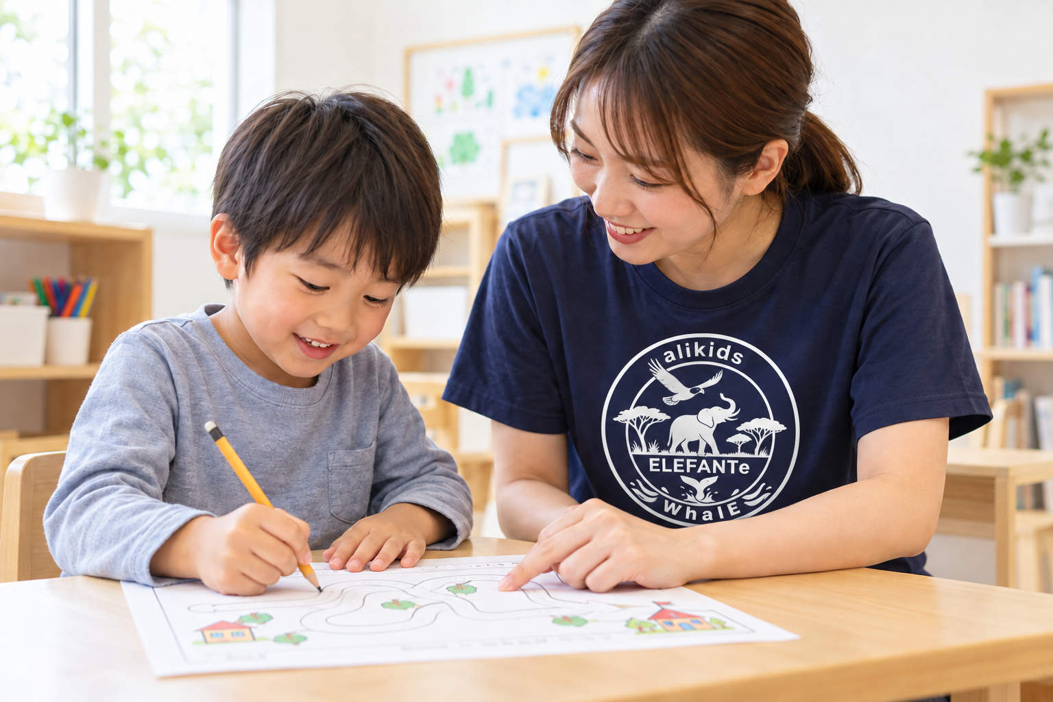 机上課題で学びの土台をつくる療育のイメージ